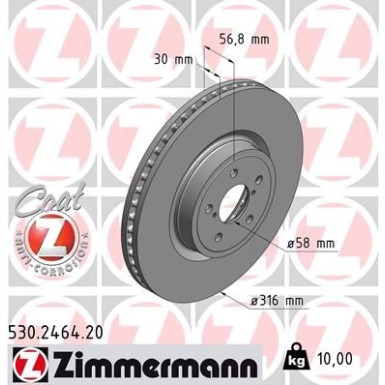 ZIMMERMANN Bremsscheibe | 530.2464.20