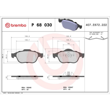 BREMBO Bremsklötze VA | RENAULT Laguna 01-07 | P 68 030