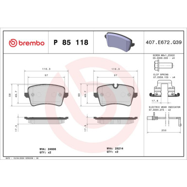 BREMBO Bremsklötze HA | AUDI A6/A7 10 | P 85 118