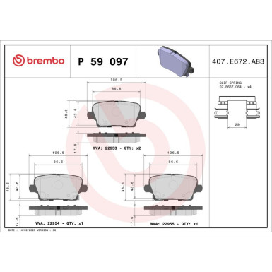 BREMBO Bremsklötze HA | OPEL Insignia 17 | P 59 097