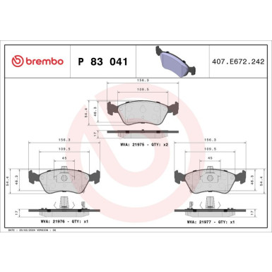 BREMBO Bremsklötze VA | TOYOTA Avensis 97-03 | P 83 041