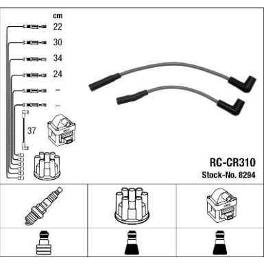 RC-CR310 NGK | Zündkabelsatz | JEEP CHEROKEE (XJ) 2.5,10.90-9.96 | 8294