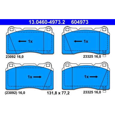 Bremsbelagsatz Mitsubishi P. Carisma/Lancer 2.0 16V 99-06 | 13.0460-4973.2