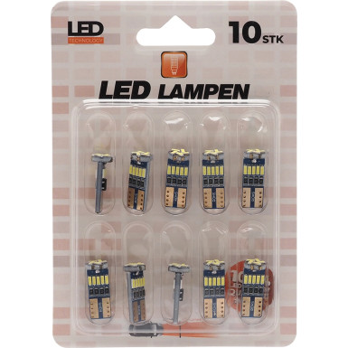 10 Stück Glassockel W5W 15 x 3014 SMD Weiß T10 Canbus | LIMSPAR1