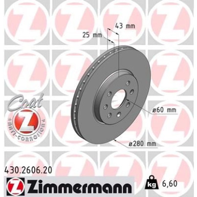 ZIMMERMANN Bremsscheibe | 430.2606.20