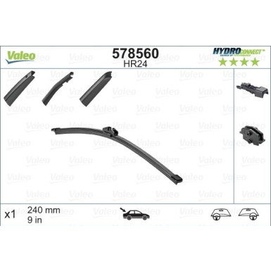 VALEO HydroConnect Rear 24cm | VW Up, Clio | 578560