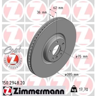 ZIMMERMANN Bremsscheibe | 150.2948.20