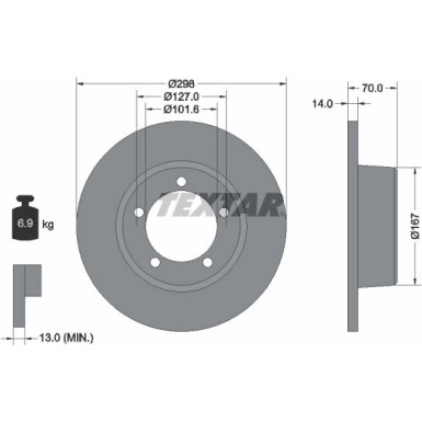 Bremsscheibe Land Rover P. Defender 90-12/Discovery 89-98/Range -94 298X14Mm | 92040600