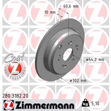 ZIMMERMANN Bremsscheibe | 280.3182.20