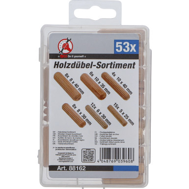 BGS Holzdübel-Sortiment | Ø 5 - 10 mm | 53-tlg | 88162