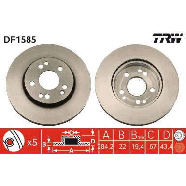 Bremsscheibe Db P. W124/W201 84-96 | DF1585