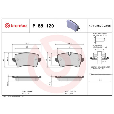 BREMBO Bremsklötze HA | AUDI A8 09 | P 85 120