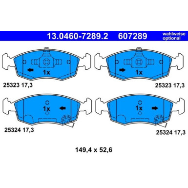 Bremsbelagsatz Fiat P. Panda 0.9-1.2/1.3D 12 | 13.0460-7289.2