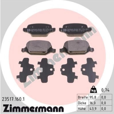 ZIMMERMANN Bremsbeläge | 23517.160.1