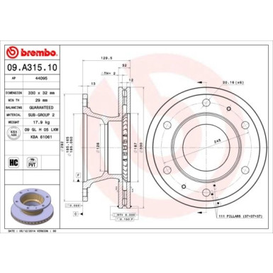 BREMBO Bremsscheibe | 09.A315.10