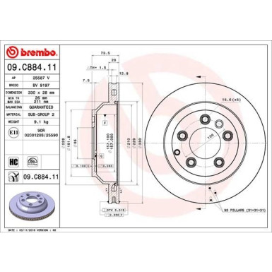 12 482 048 Bremsscheibe HA | AUDI Q7,VW,PORSCHE 02 | 09.C884.11