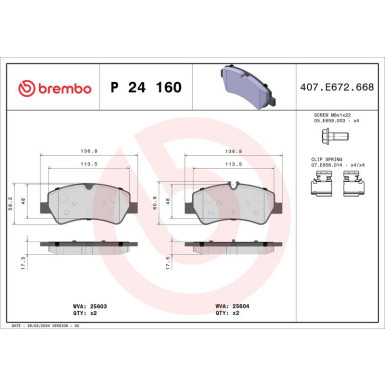 BREMBO Bremsklötze HA | FORD Toureno, Transit 12 | P 24 160