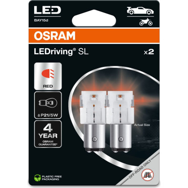 PR21/5W LEDriving SL Red 12V Blister 2 Stück OSRAM