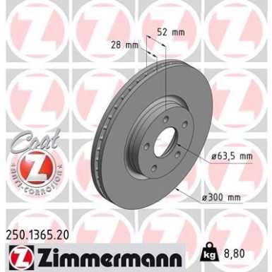 ZIMMERMANN Bremsscheibe | 250.1365.20