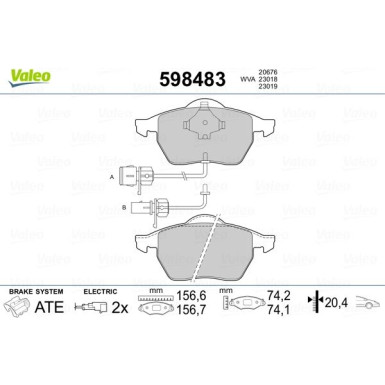 VALEO Bremsbeläge | 598483