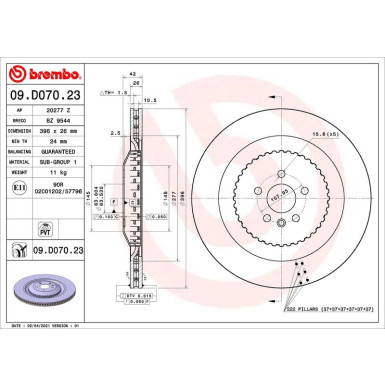 Bremsscheibe Leightweight HA | Land Rover | 09.D070.23