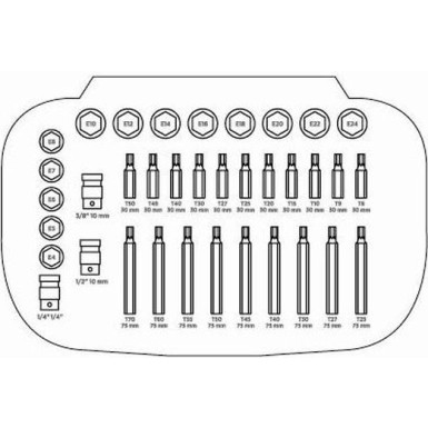 Werkzeugsatz Torx 1/2, 3/8, 1/4, 36-Teilig | OK-01.0036