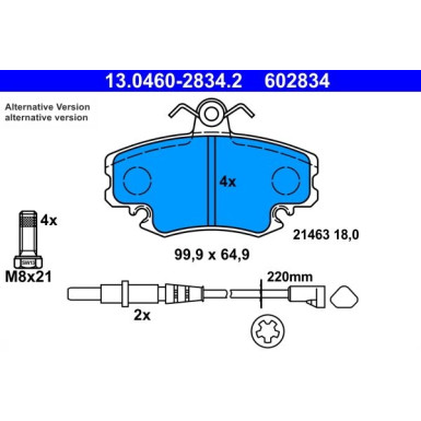 Bremsbelagsatz Dacia P. Logan/Sandero 1.2-1.6 05 | 13.0460-2834.2