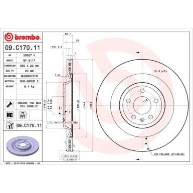 12 482 045 Bremsscheibe HA | AUDI A6, A7, A8 11 | 09.C170.11