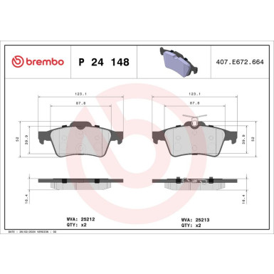 BREMBO Bremsklötze HA | FORD Focus,C-Max,VOLVO 10 | P 24 148