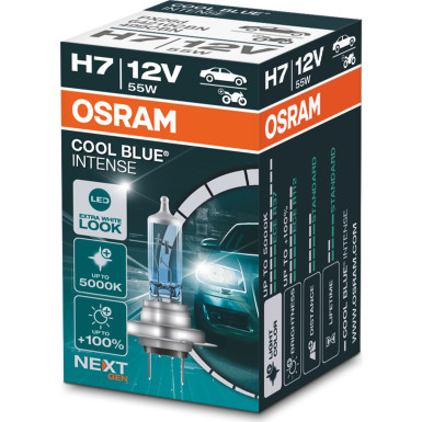 H7 12V 55W PX26d Cool Blue Intense NextGeneration 5000K +100% 1St Osram | Cool Blue Intense, Faltschachtel | 64210CBN