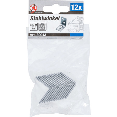 BGS Stuhlwinkel | 25 x 25 x 15 mm | 12-tlg | 80943