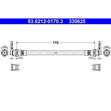 ATE Bremsschlauch | 83.6212-0170.3