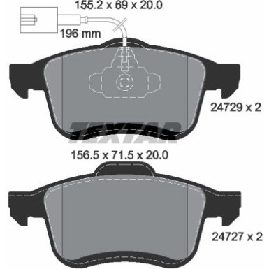 Bremsbelagsatz Fiat P. Doblo 10- 1.3-2.0/Opel Combo 12- Für 305-Mm-Scheiben 2 Sensoren | 2472901