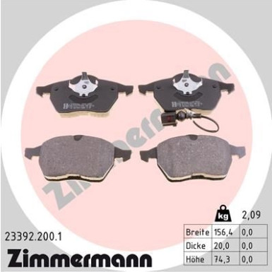 ZIMMERMANN Bremsbelagsatz, Scheibenbremse | 23392.200.1