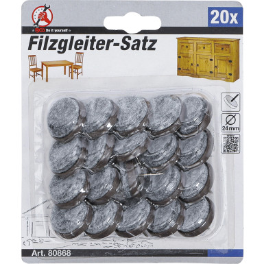 BGS Filzgleiter-Satz | gestiftet | Ø 24 mm | 20-tlg | 80868