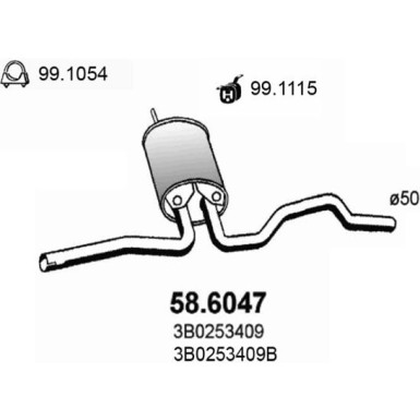 Mittelschalldämpfer | VW Passat 96 | 58.6047