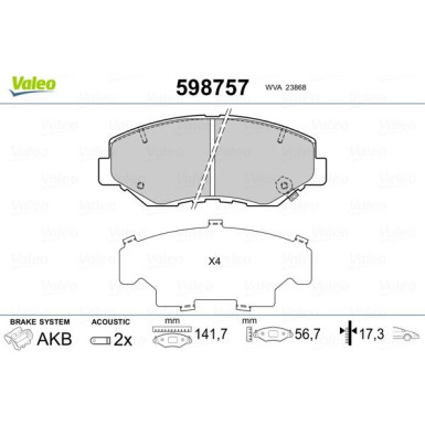 VALEO Bremsbeläge | 598757