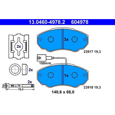 Bremsbelagsatz Peugeot P. Boxer 1.9-2.8 Hdi 94 | 13.0460-4978.2