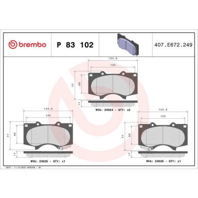 BREMBO Bremsklötze VA | TOYOTA FJ, Hilux 15 | P 83 102X