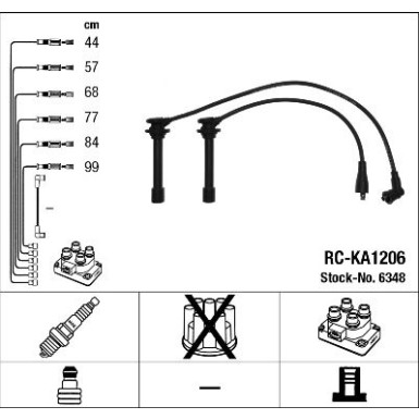 RC-KA1206 NGK | Zündkabelsatz | KIA CARNIVAL II (GQ) 2.5 V6,10.01 | 6348