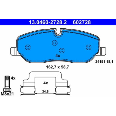 Bremsbelagsatz Land Rover P. Discovery/Range Rover 2.7Td/4.0-4.4 4X4 02-13 | 13.0460-2728.2