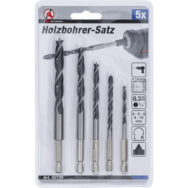 BGS Holzbohrer-Satz | 4 - 10 mm | Sechskantantrieb | 5-tlg | 50799