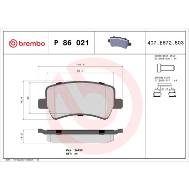 BREMBO Bremsklötze HA | RANGE ROVER Evoque 11 | P 86 021