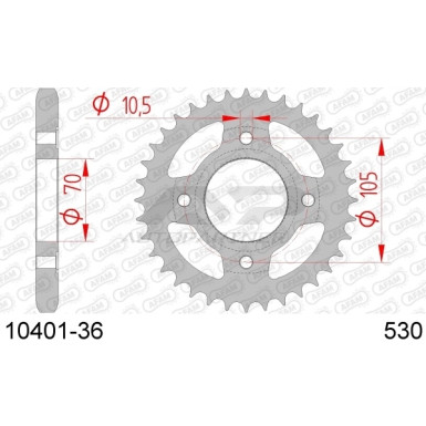 AFAM Kettenrad STAHL 36 Zähne | für 530 | 10401-36