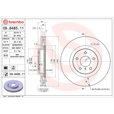 85 481 062 Bremsscheibe VA | NISSAN 350Z 03 | 09.8485.11