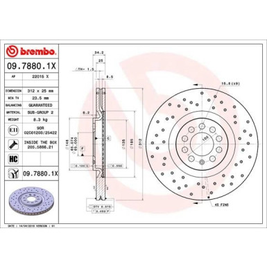 Bremsscheibe VA Xtra | AUDI S3,VW Polo Cup,SEAT,SKODA 98 | 09.7880.1X