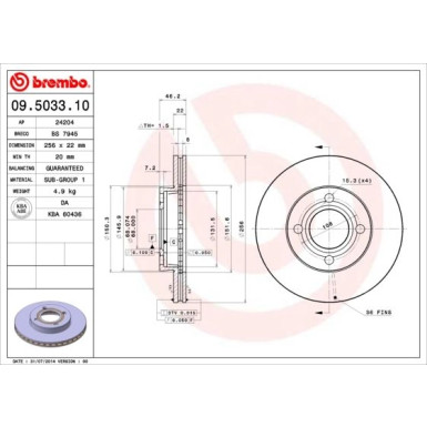 12 481 005 Bremsscheibe VA | AUDI 80,90,100 77 | 09.5033.10