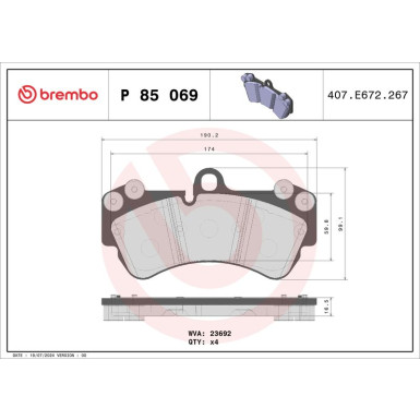 BREMBO Bremsklötze VA | PORSCHE Cayenne VW Touareg 02-13 | P 85 069