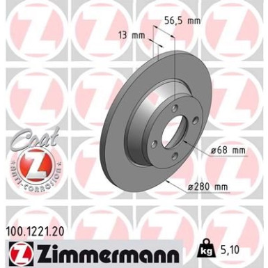 ZIMMERMANN Bremsscheibe | 100.1221.20