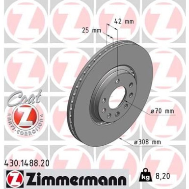 ZIMMERMANN Bremsscheibe | 430.1488.20